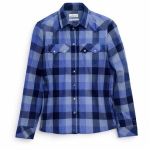 Columbia Women's Omni-Wick Blue Plaid Snap Button Down, sz XS